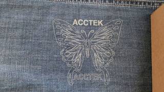 Acctek USA Synrad brand Co2 laser marking on jeans