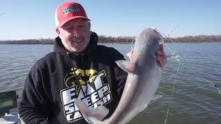 OWOP presents - Wintertime Blue Catfishing deep ledges on Grand Lake.