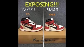 NIKE PAIR AIR JORDAN 1 OFF WHITE UA vs NIKE Exposing