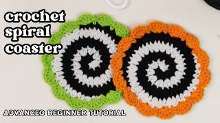 Crochet Spiral Coaster Tutorial | Beginner Crochet Coaster for Halloween! 🎃 | AshtenStitches