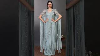 Cape saree designs for girls 👉#drape saree designs 🤩#ytshorts #fashion #2024