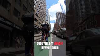 Guy yells at granny in wheelchair...