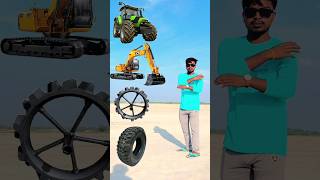 Rolling tyre to tractor, JCB, roller & Thar magical game 😀in funny🤣vfx #shots #vfx #funny #trending