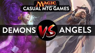 CASUAL MTG GAMEPLAY: Angel deck vs Demon deck (round 1)