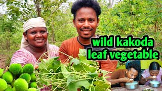 Cooking Wild Kakoda Leaf Vegetable|Wild Vegetable|Village Cooking Recipe Odisha Village Family