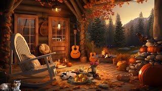 Stress-Free Autumn Porch Vibes 🍂 | Pumpkin Carving,  Falling Leaves in October Fall Ambience