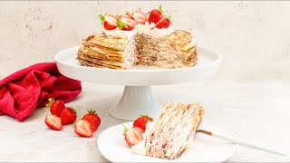 Strawberries and Cream Crepe Cake Recipe