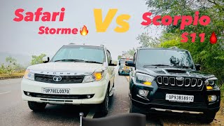 DRAG RACE ||Scorpio s11 vs Tata safari storme🔥||  Unexpected results 😳 #scorpio #safari #dragrace