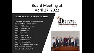 UCDSB Board Meeting of May 11, 2022