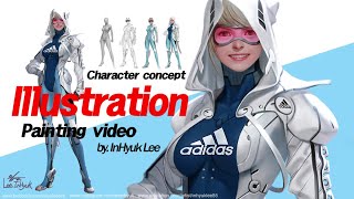 Character illustration: adidas girl(speed paingting) by.InHyuk Lee (캐릭터 일러스트: 아디다스 걸 스피드 페인팅 by.이인혁)