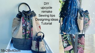 How to make a shoulder backpack#bagsewing #diy #sewingtutorial #diybag #upcycling #handmade #sewing