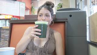 Drinking a Big Spinach Juice at my fav restaurant