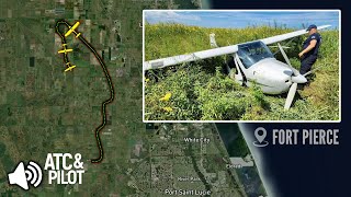 Pilot Survives ENGINE FAILURE, Emergency Landing ON THE GRASS in Fort Pierce Field