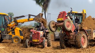 Jcb 3dx Eco Backhoe Loading Mud in Mahindra 475 Di Tractor | Jcb Tractor Cartoon | Jcb Video | Jcb