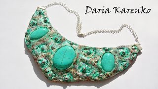 DIY Бирюзовое колье из солёного теста. Мастер класс \ Necklace of salty dough