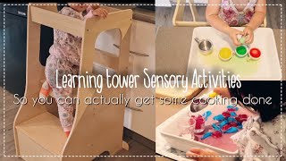 Sensory play with LEARNING TOWER for 1 year old | Countertop activities