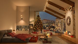 Christmas Jazz Refuge – 4K Cozy Bedroom with Fireplace Glow, Holiday Lights, and Soothing Tunes 🎄🔥