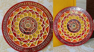 Lippan art// ganpati background decoration// mud & mirror art // cone art// wall hanging//