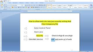 How to allow web site into java security setting And Clear temporary file