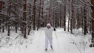 лижна прогулянка ранковим засніженим лісом