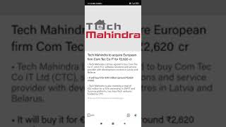 Tech Mahindra acquires European firm Com Tec Co IT for   ₹2,620  crore