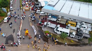 Poorna Kumbha Kalasha Welcome to Sri Aroor Kishore Rao & Smt Padmini Rao On Decorated Chariot.