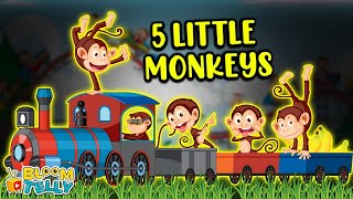 Five Little Monkeys Jumping on the Bed | Super Simple Songs (Bloom Telly Nursery Rhymes)