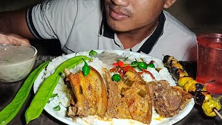 Eating pork ribs with taro roots || Northeast India.