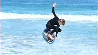 Skimboarding WINTER waves!!!