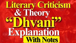 IGNOU MEG 05 LITERARY CRITICISM &THEORY "Dhvani" EXPLANATION WITH NOTES