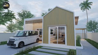 7.00m x 8.50m SMALL HOUSE DESIGN | 2 BEDROOMS | (59.5 square meter)