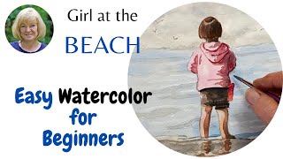 Girl at the Beach - Simple Watercolor Tutorial for Beginners - Easy Step by Step