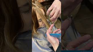 slicing the hair to add soft feather texture #shorts #wolfcut #hairstyling #hairtutorial