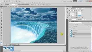 Анимация воды в фотошопе. Водопад.