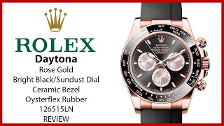 ▶ Rolex Daytona Rose Gold Bright Black/Sundust Dial Oysterflex Rubber Bracelet 126515LN - REVIEW