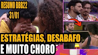 Resumo BBB22: Choro, desabafo e estratégias marcam a madrugada pós formação de Paredão, 31/01