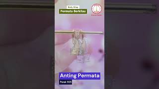 Anting Wanita Permata Persegi Perak Asli Silver 925 Lapis Emas Putih Aksesoris Fashion Cewek #perak