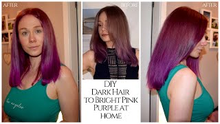 Dark Coloured Hair to Bright Pink | How to Dye your Hair Pink at Home