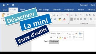 Comment Désactiver la mini barre d'outils Dans Word ?