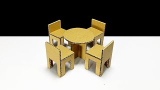 Make table and chair using by cardboard | ทำชุดโต๊ะเก้าอี้จากลังกระดาษ