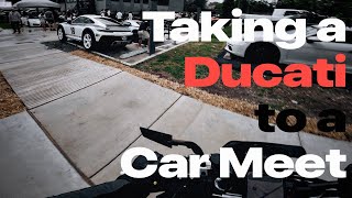 Riding a Ducati to a Car Show