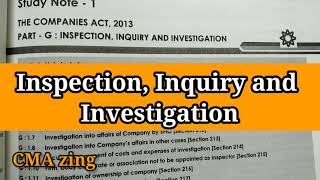 company law inspection inquiry & investigation revision video must watch before exam