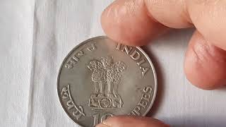 10 Rupees silver (80%) commemorative coin of birth centenary of Mahatma Gandhi of rep India of 1969