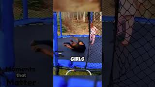 A Girl and Her Dog's Trampoline Fun