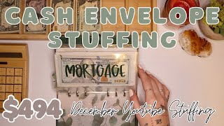 $494 YOUTUBE Cash Envelope Stuffing! Sinking Funds & Savings + 2024 Goals | 24 Year Old Budgets