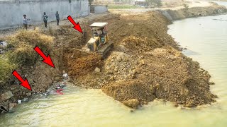 Zoom Level Add Action,Part Width Water Canal To Build RoadBy Bulldozer is Working Push Soil in Water