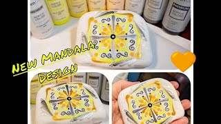 Yellow and Grey Mandala Painting on Santorini stone w Miranda Pitrone Art ~ Dotting Tools/Brush