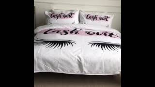 Black cute eyelash bedding set is fashionable.