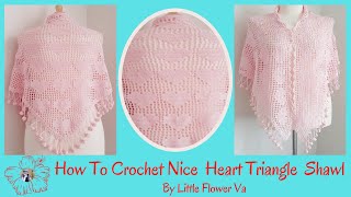 CROCHET ELEGANT TRIANGLE SHAWL WITH HEART By Little Flower Handmade Va