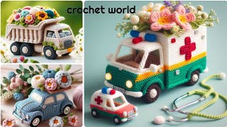 Crochet miniature toy design model knitted with wool. Hand knitted crochet toy model.